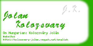 jolan kolozsvary business card