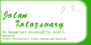 jolan kolozsvary business card